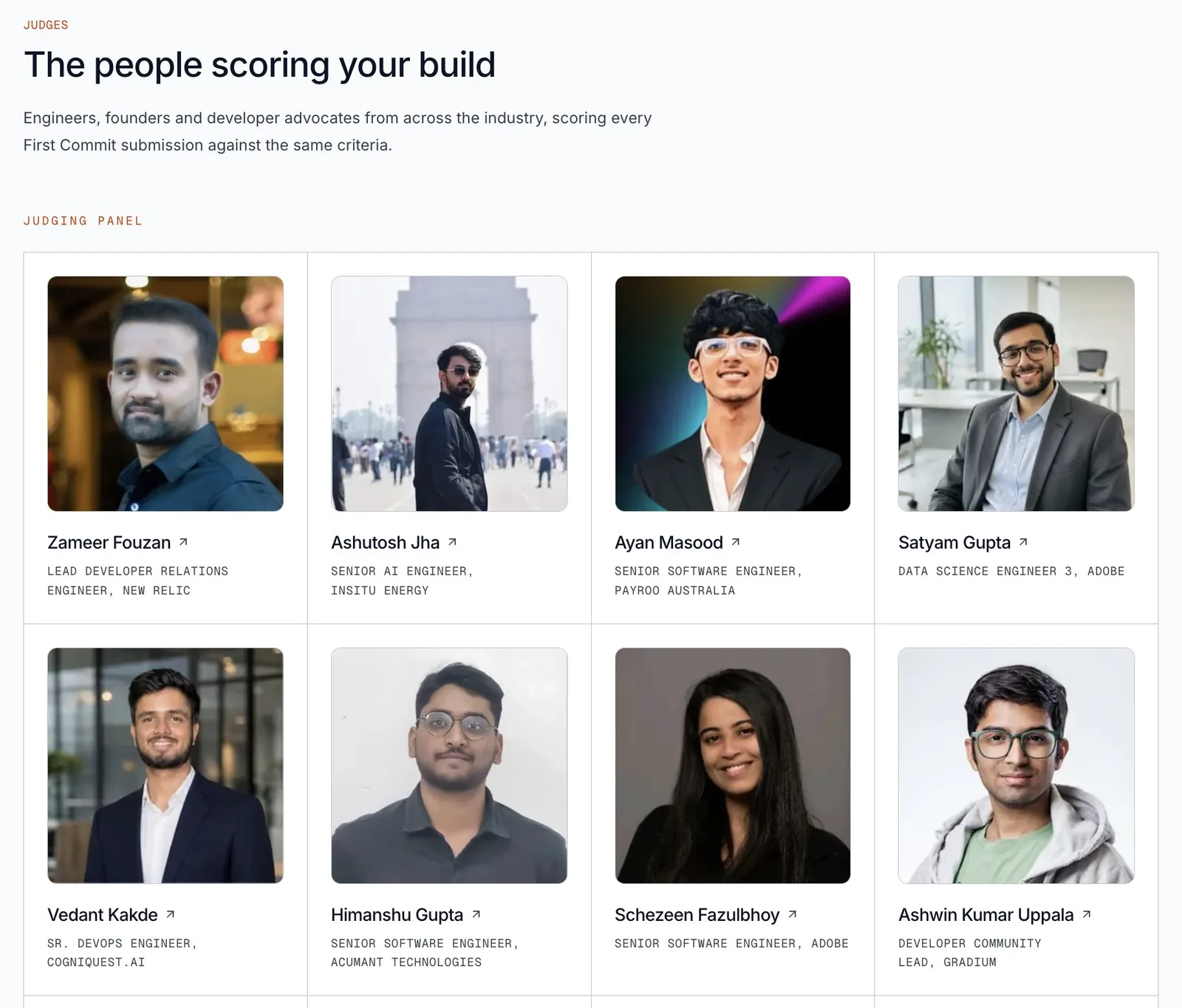 The First Commit judging panel, with Ashutosh Jha among the judges